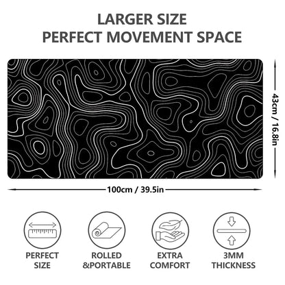 Topographic Contour Gaming Large Mouse Pad for Desk Keyboard and Desk Mat Computer Protector Mat Office Desk Accessories Gifts